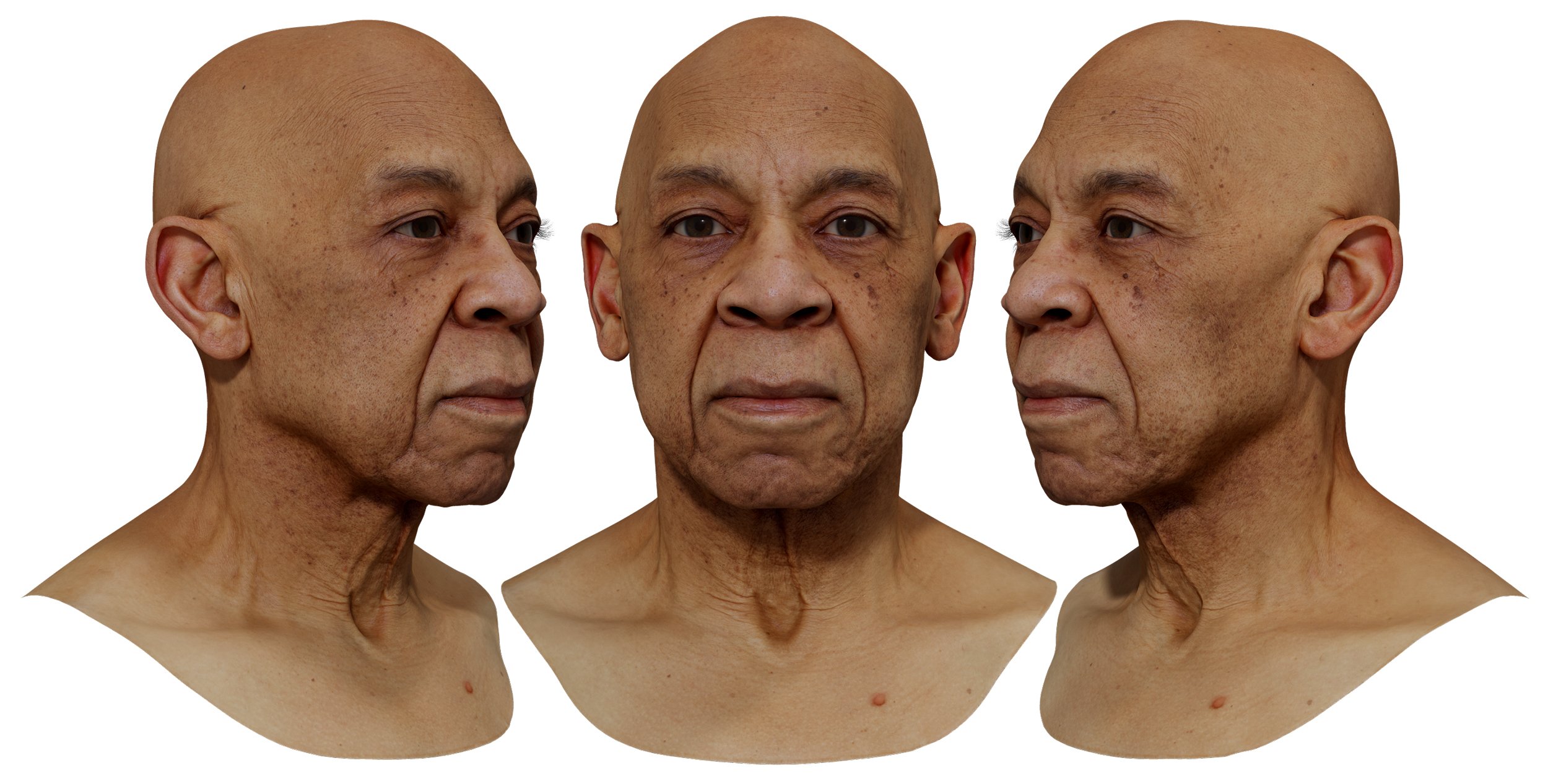 Male 3D Head model download scan eyes 